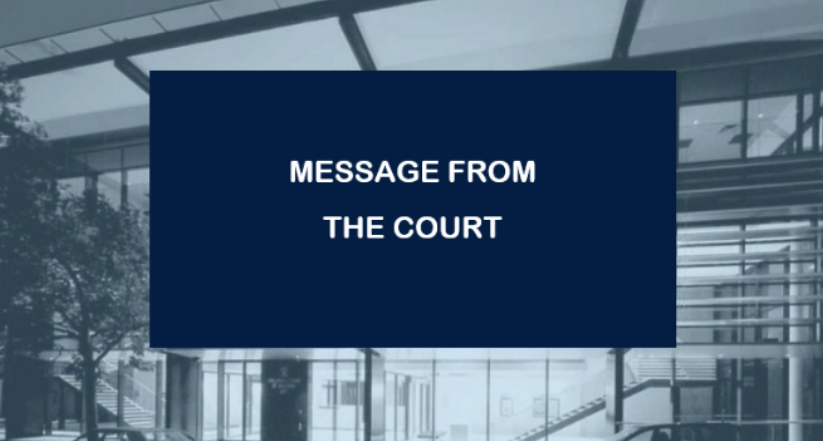 Message from the court